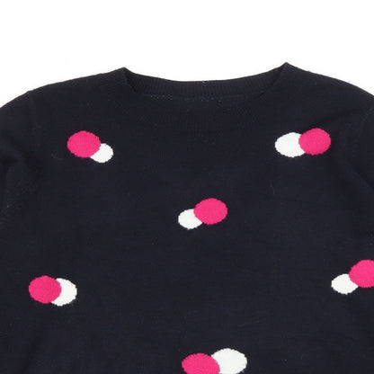 Tu Womens Blue Round Neck  Acrylic Pullover Jumper Size 10