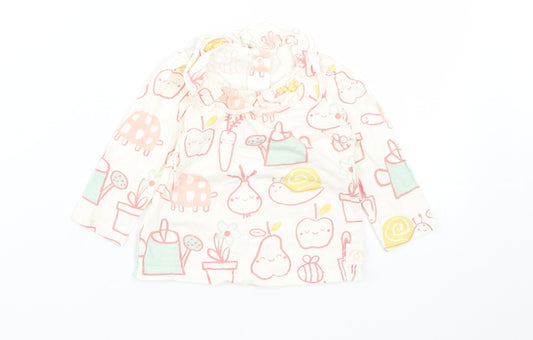 George Girls White  Cotton Basic Casual Size 9-12 Months Round Neck Snap - Home Grown With Love