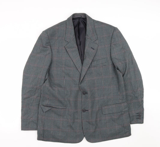 Debenhams Mens Grey Plaid Wool Jacket Suit Jacket Size 42