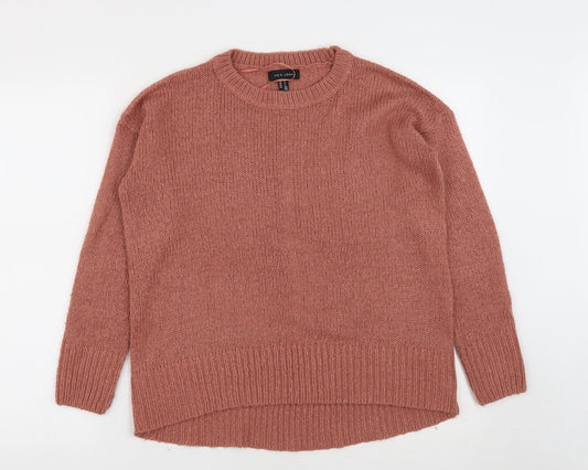 New Look Womens Pink Round Neck  Acrylic Pullover Jumper Size S