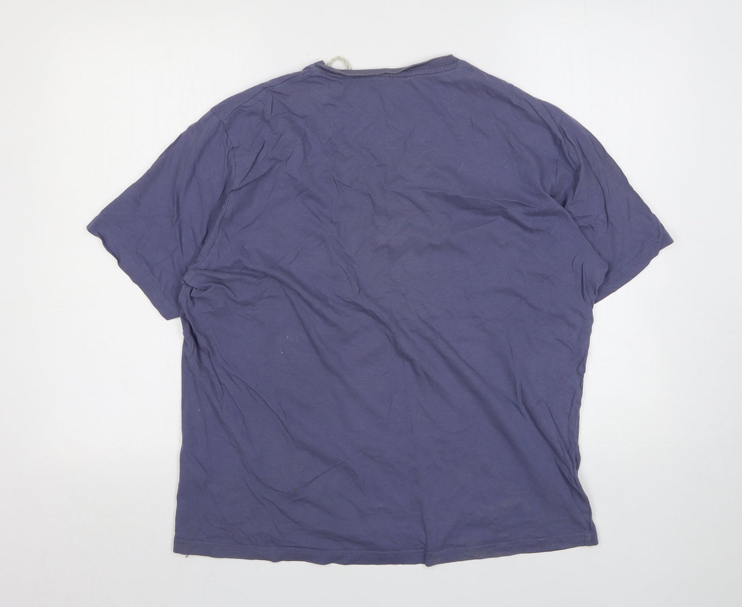 Life And Glory Mens Blue Striped Cotton  T-Shirt Size XL Round Neck