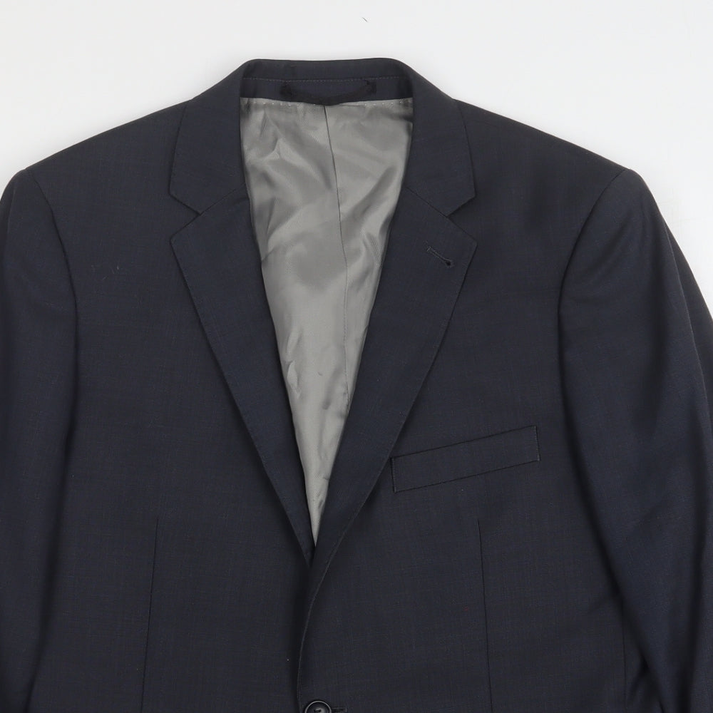 Topman Mens Blue  Wool Jacket Suit Jacket Size 40