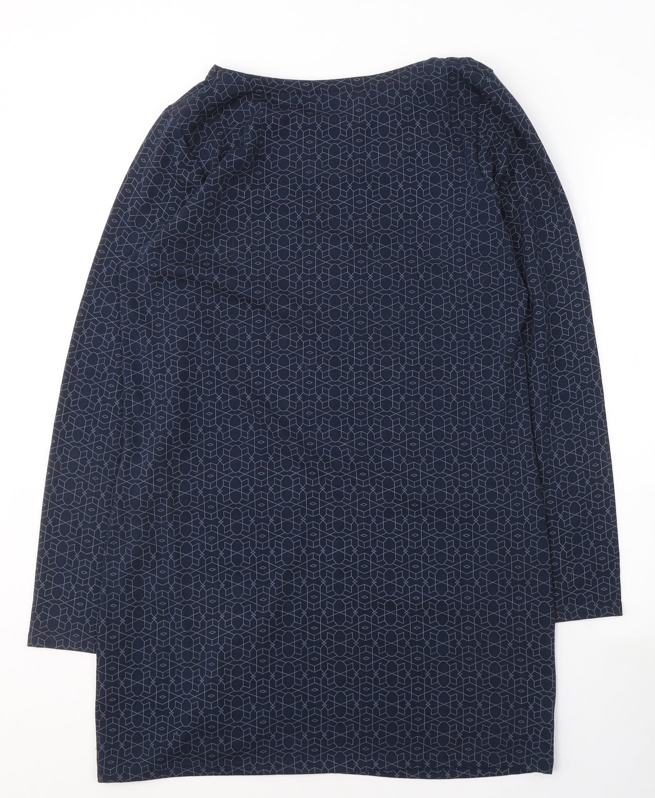 Plum Tree Womens Blue Geometric Polyester Jumper Dress  Size 12  Round Neck Pullover