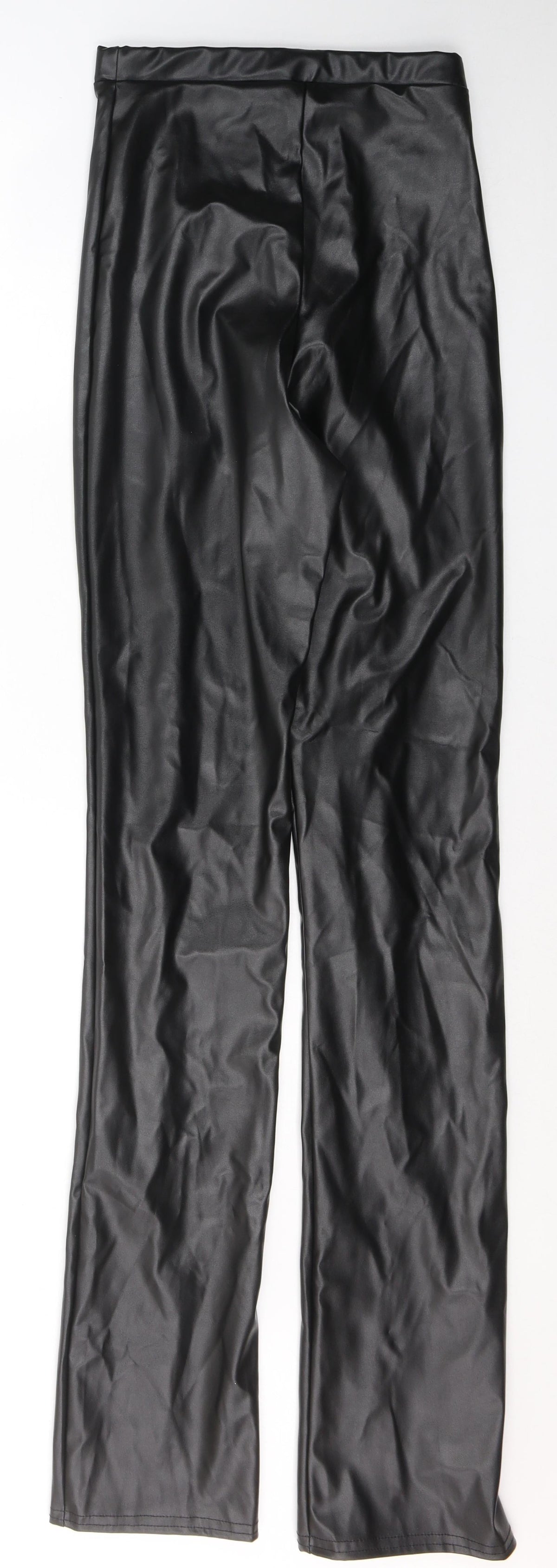 PRETTYLITTLETHING Womens Black  Polyester Trousers  Size 4 L35 in Regular  - low side slit