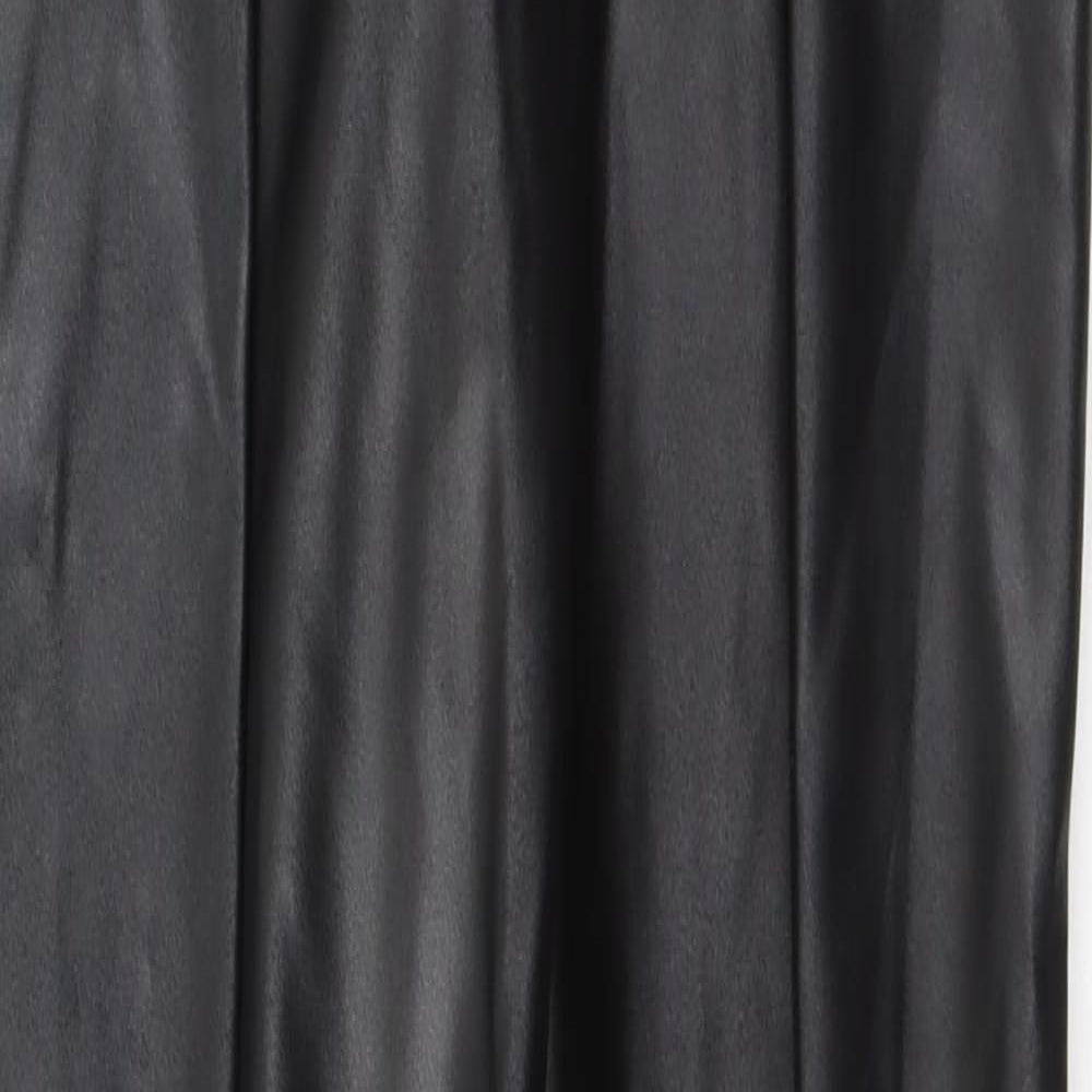 PRETTYLITTLETHING Womens Black  Polyester Trousers  Size 4 L35 in Regular  - low side slit