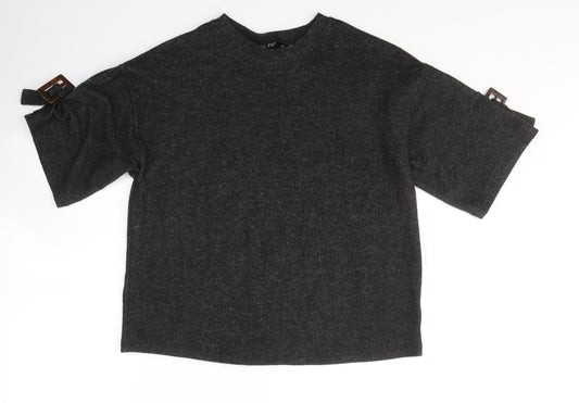 F&F Womens Grey  Polyester Jersey T-Shirt Size 8 Round Neck