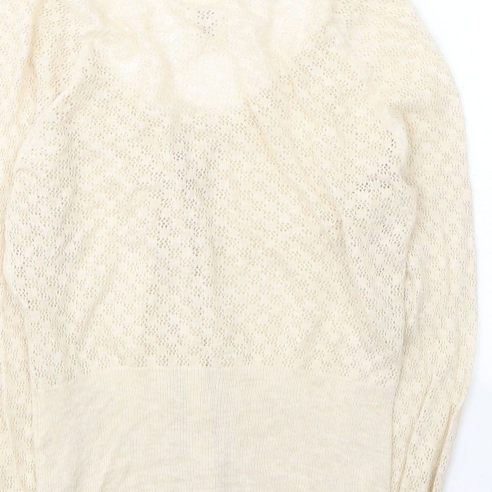 In Stitches Womens Ivory V-Neck  Cotton Cardigan Jumper Size M