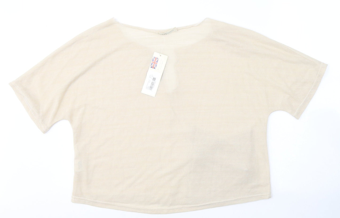Onelife Womens Beige  Viscose Jersey T-Shirt Size S V-Neck