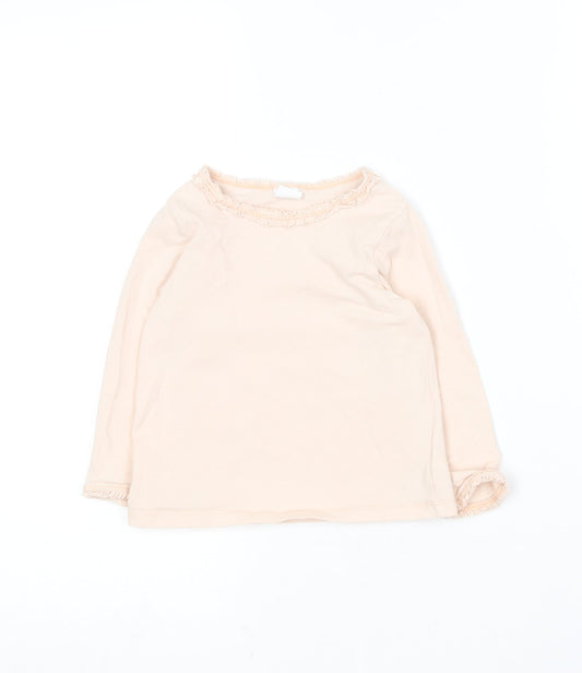 H&M Girls Pink  Cotton Basic T-Shirt Size 12-18 Months Round Neck