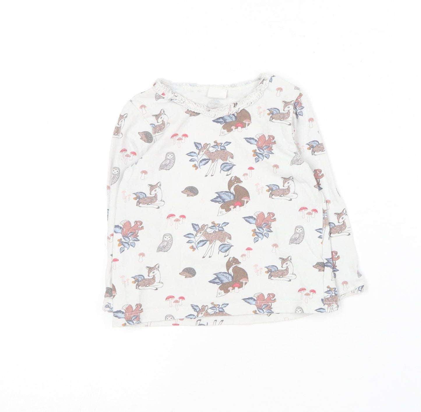 H&M Baby Multicoloured Geometric Cotton Basic T-Shirt Size 12-18 Months Round Neck  - Animal print