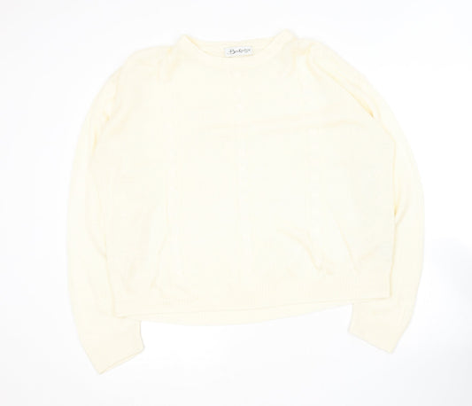 Berkertex Womens Yellow Round Neck  Acrylic Pullover Jumper Size 18