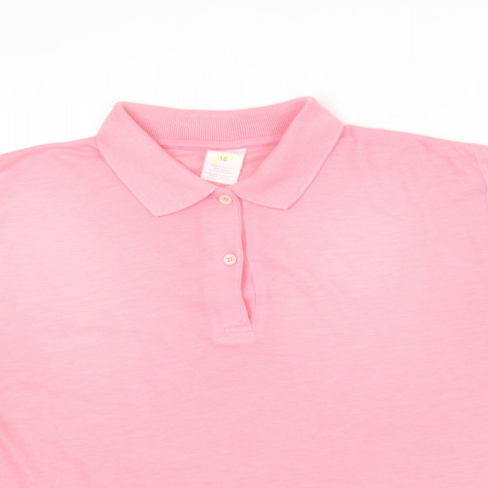 Littlewoods Womens Pink  Polyester Basic Polo Size 16 Collared