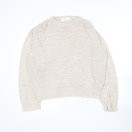 Preworn Womens Beige Round Neck  Acrylic Pullover Jumper Size L