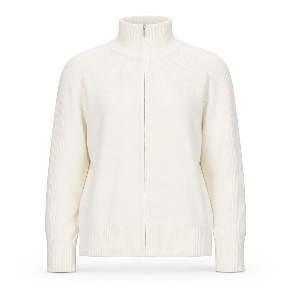 George Womens Ivory Collared  Acrylic Full Zip Jumper Size 16