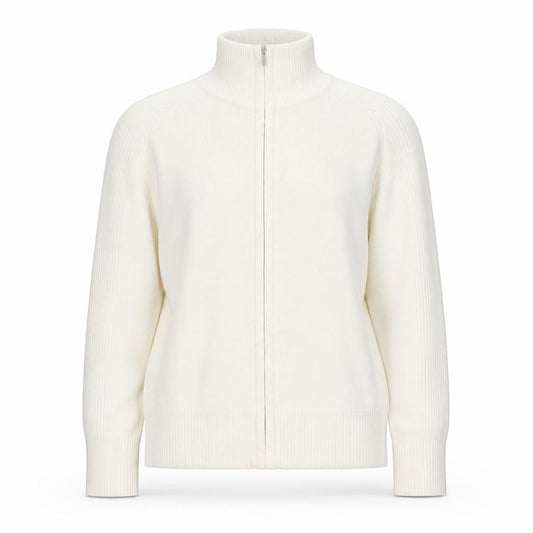 George Womens Ivory Collared  Acrylic Full Zip Jumper Size 16