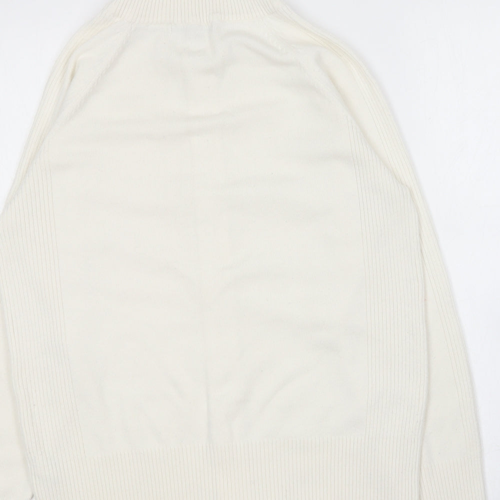 George Womens Ivory Collared  Acrylic Full Zip Jumper Size 16