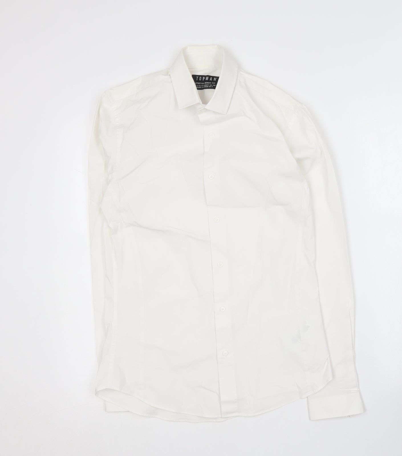 Topman Mens White  Cotton  Button-Up Size S Collared