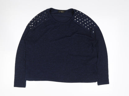 New Look  Womens Blue Round Neck  Polyester Pullover Jumper Size 12