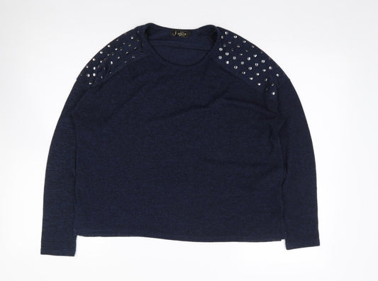 New Look  Womens Blue Round Neck  Polyester Pullover Jumper Size 12