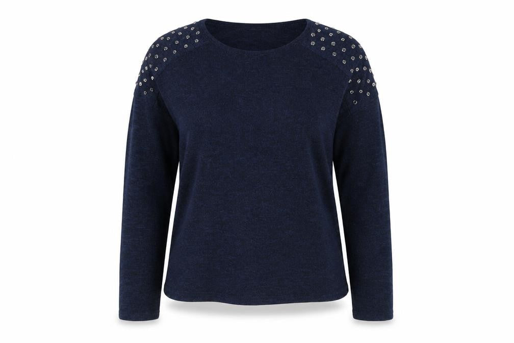 New Look  Womens Blue Round Neck  Polyester Pullover Jumper Size 12