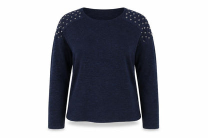 New Look  Womens Blue Round Neck  Polyester Pullover Jumper Size 12