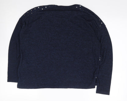 New Look  Womens Blue Round Neck  Polyester Pullover Jumper Size 12