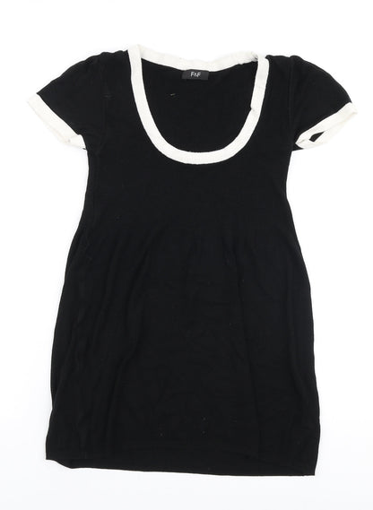 F&F Womens Black Round Neck  Viscose Pullover Jumper Size 8
