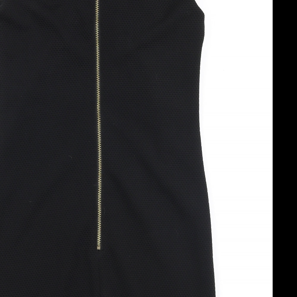 Penny Choo Womens Black  Polyester A-Line  Size 8  Round Neck Zip