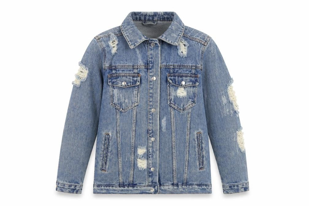 Denim & Co. Womens Blue   Jacket  Size 8   - DIstressed