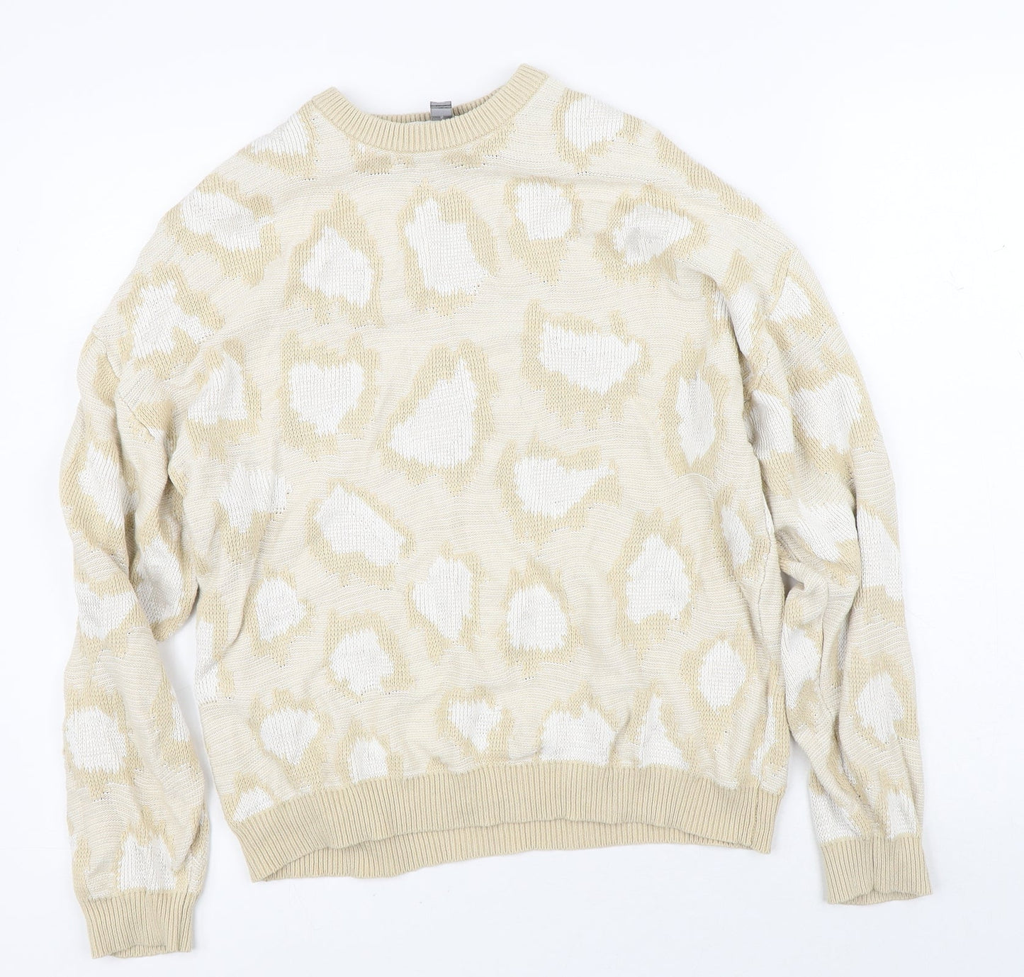 ASOS Womens Yellow Crew Neck Geometric Cotton Pullover Jumper Size S