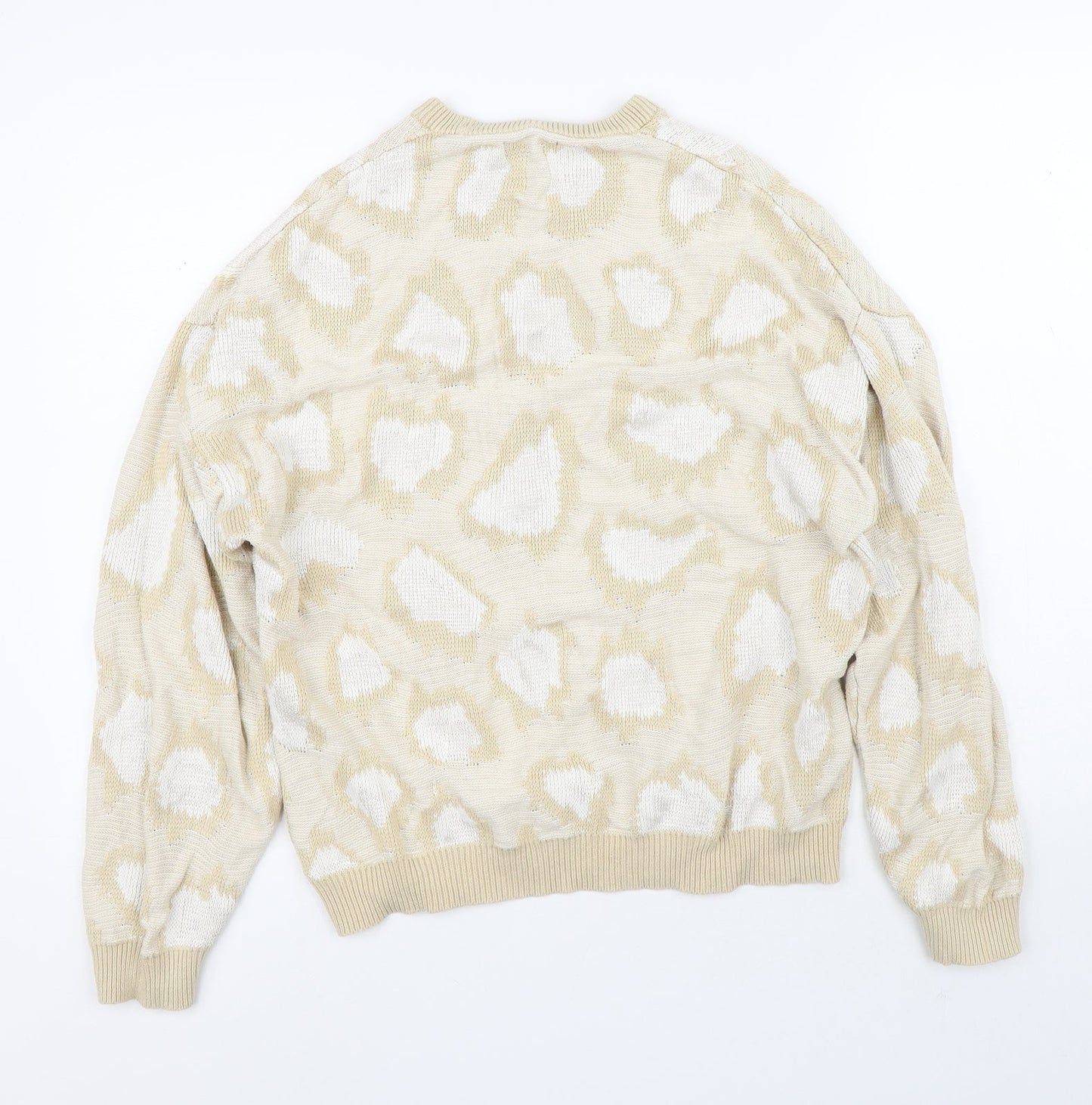 ASOS Womens Yellow Crew Neck Geometric Cotton Pullover Jumper Size S