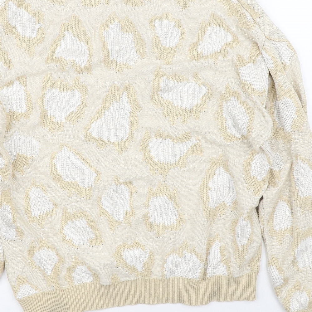 ASOS Womens Yellow Crew Neck Geometric Cotton Pullover Jumper Size S