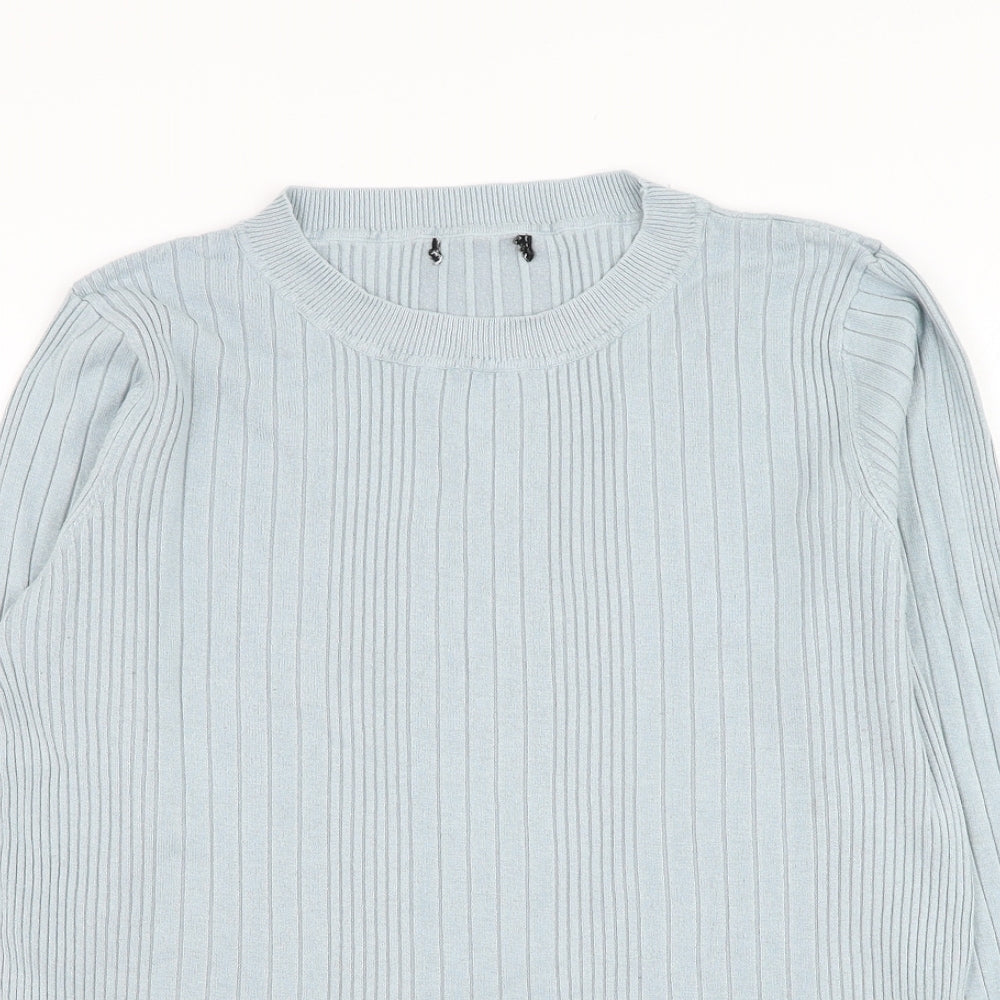 New Look Womens Blue Round Neck  Viscose Pullover Jumper Size 18