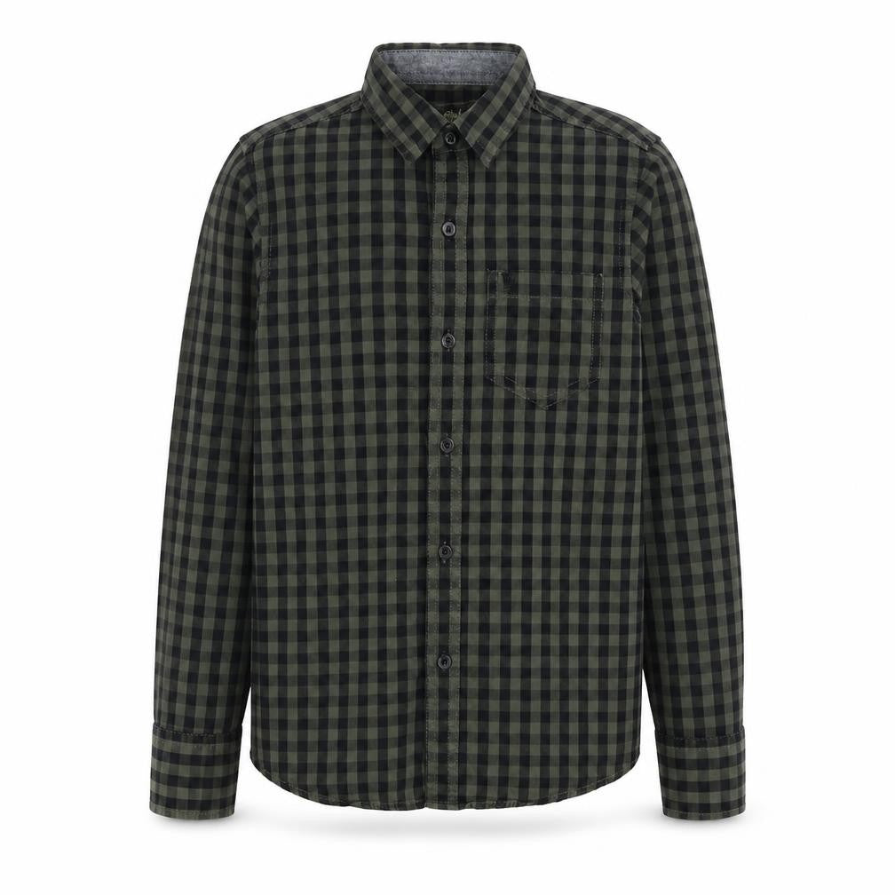 Primark Girls Green Check Cotton Basic Button-Up Size 11-12 Years Collared Button