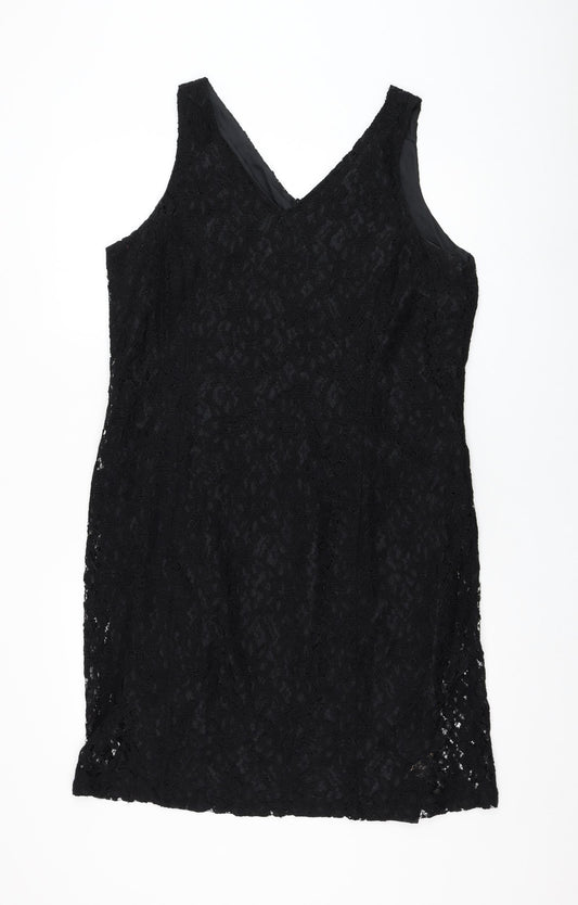 Modern Classics Womens Black  Viscose Shift  Size 18  V-Neck Zip
