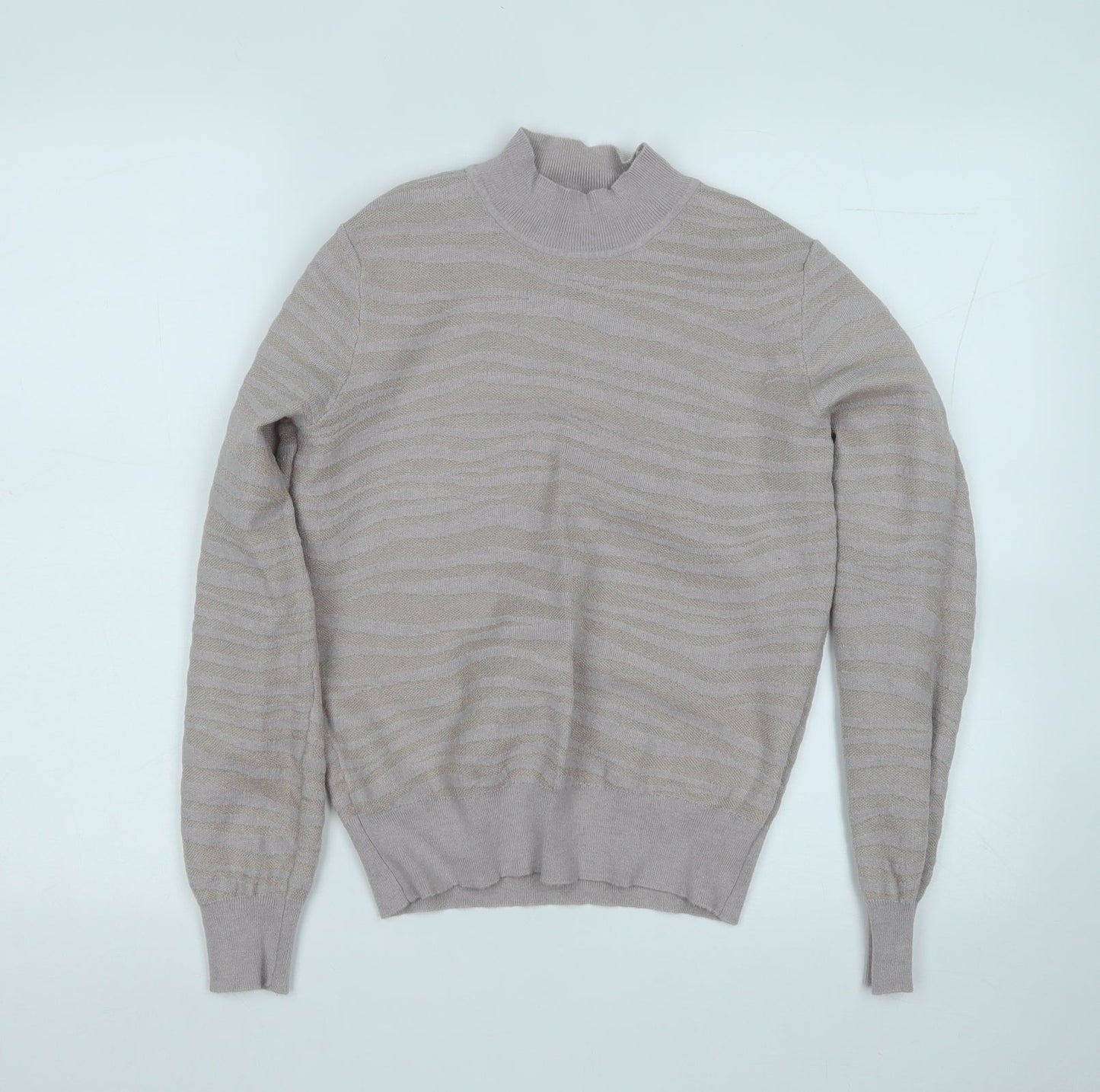 Oasis Womens Purple Round Neck Striped Polyester Pullover Jumper Size M
