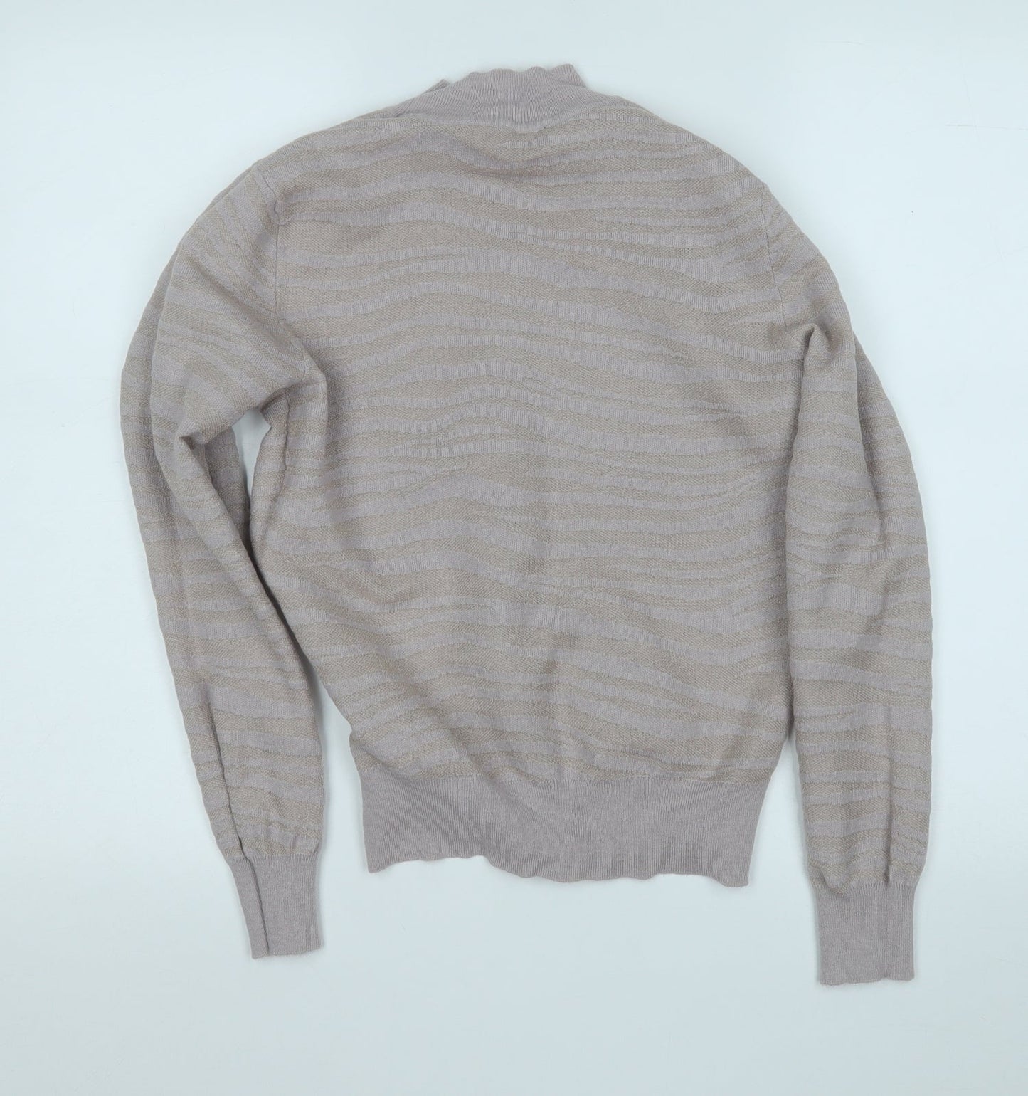 Oasis Womens Purple Round Neck Striped Polyester Pullover Jumper Size M