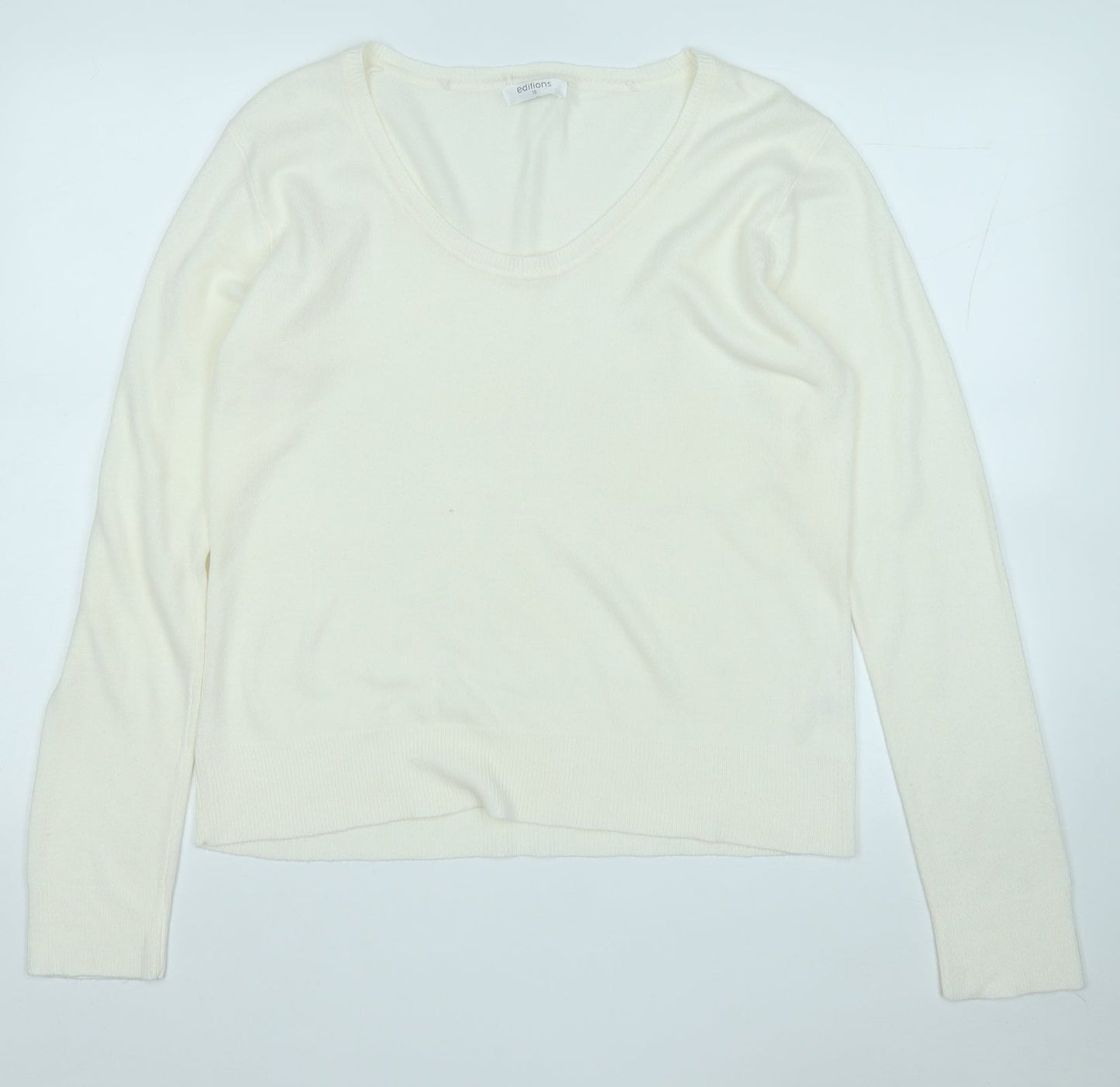 Editions Womens Yellow Round Neck  Acrylic Pullover Jumper Size 16