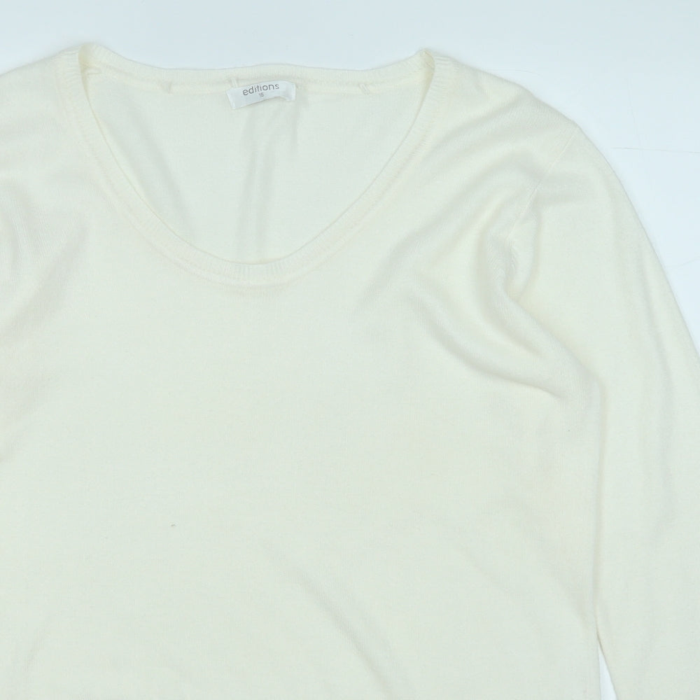 Editions Womens Yellow Round Neck  Acrylic Pullover Jumper Size 16