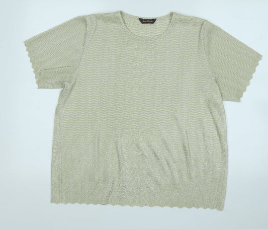 SARAH HAMILTON Womens Green Round Neck  Polyester Pullover Jumper Size 16