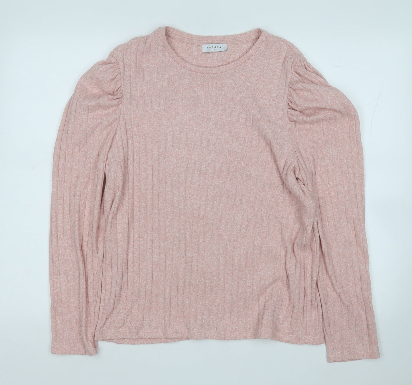 Papaya Womens Pink Round Neck  Polyester Pullover Jumper Size 16