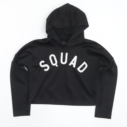 YD Girls Black  Polyester Pullover Hoodie Size 9-10 Years   - Squad