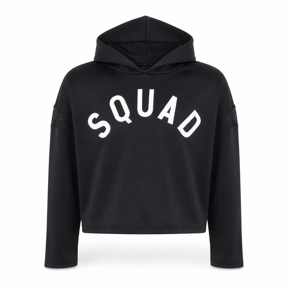 YD Girls Black  Polyester Pullover Hoodie Size 9-10 Years   - Squad