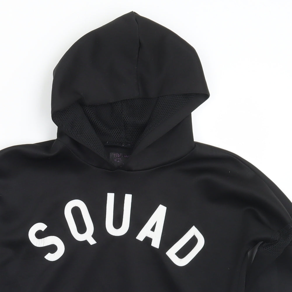 YD Girls Black  Polyester Pullover Hoodie Size 9-10 Years   - Squad