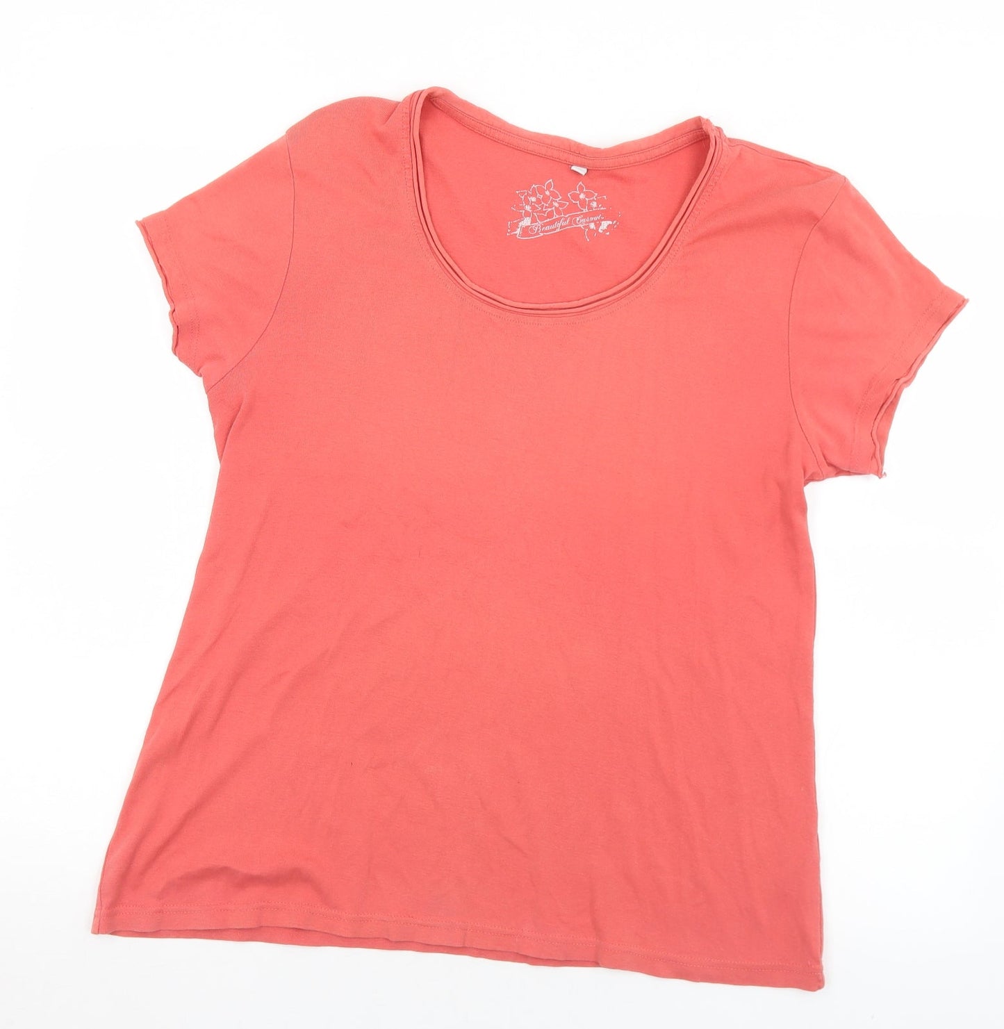 Preworn Womens Pink  Polyester Basic T-Shirt Size 18 Round Neck