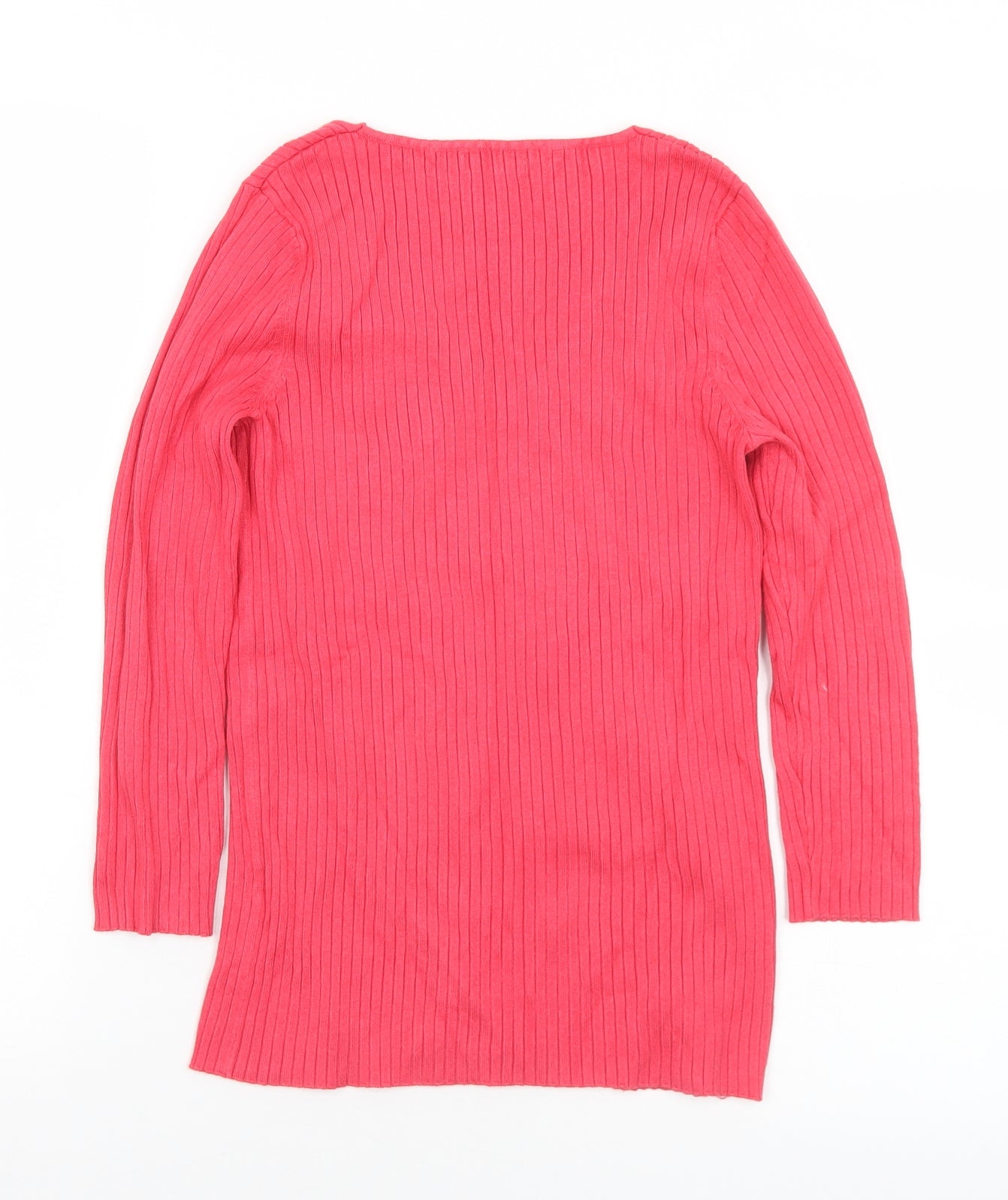 M&Co Womens Pink V-Neck  Viscose Pullover Jumper Size 12