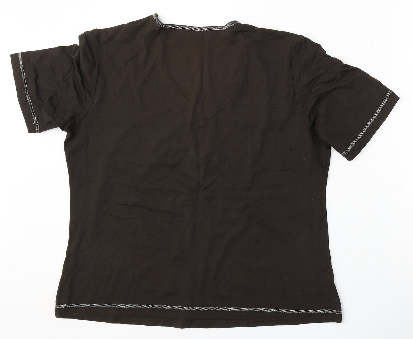 Gerry Weber Womens Brown  Polyester Basic T-Shirt Size M Round Neck
