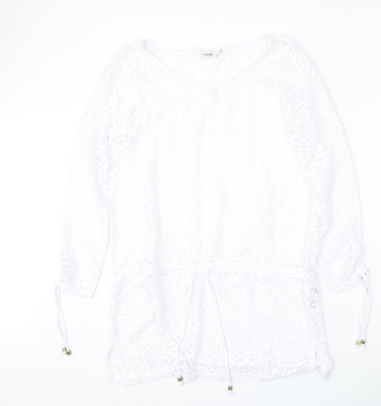 NEXT Womens White Round Neck  Polyester Pullover Jumper Size 12