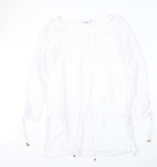 NEXT Womens White Round Neck  Polyester Pullover Jumper Size 12
