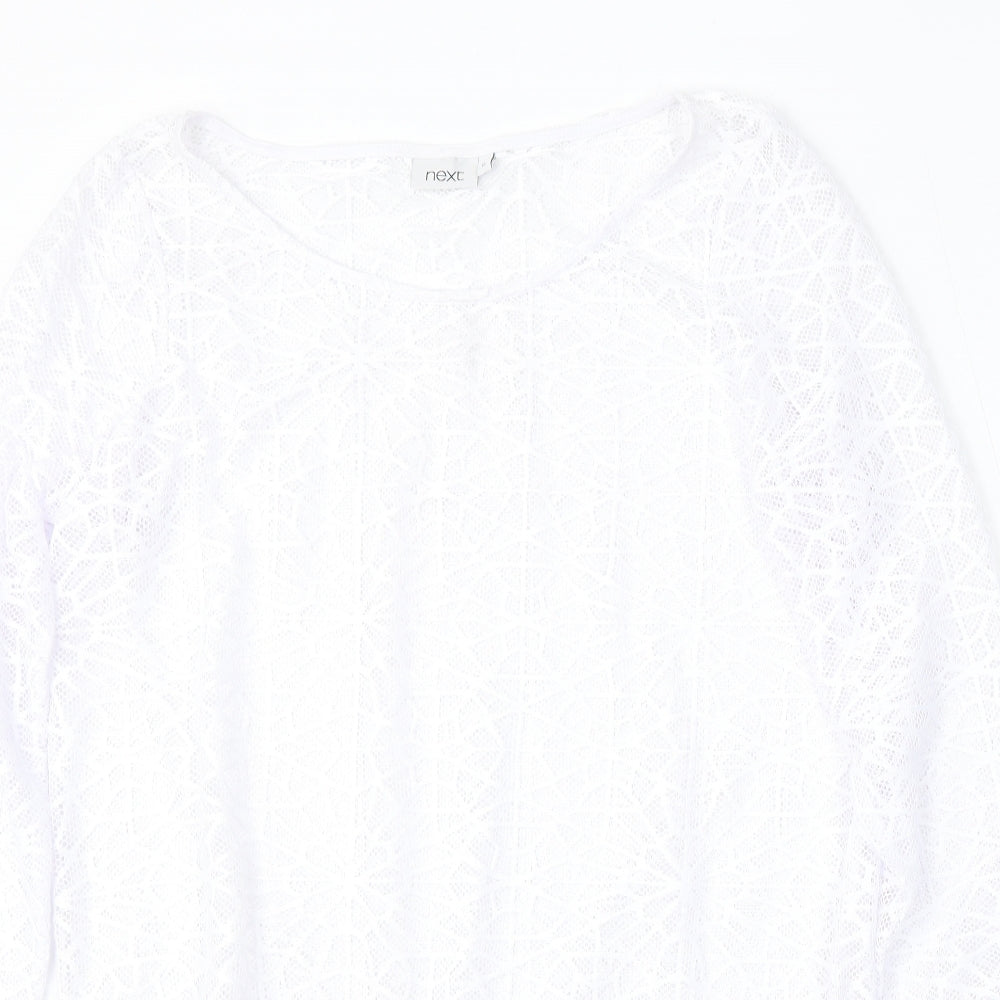 NEXT Womens White Round Neck  Polyester Pullover Jumper Size 12